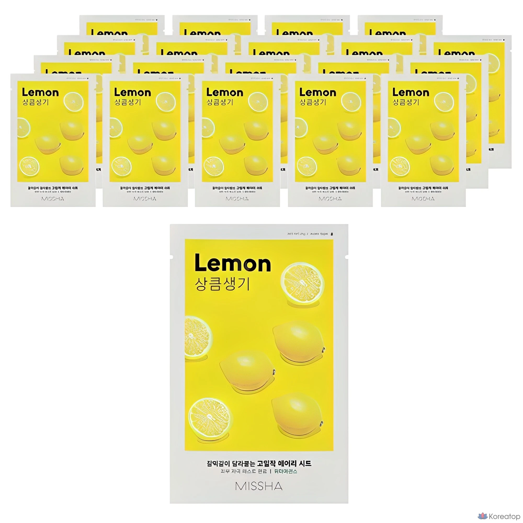 Тканевая маска Missha Airy Close-Fit с лимонным ароматом, 1 упаковка, 20 штук.