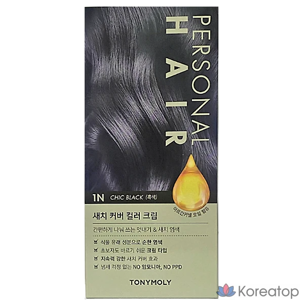 Крем-краска для волос Tony Moly Personal Hair Shaggy Cover Color Cream 1N Black, 1 шт.
