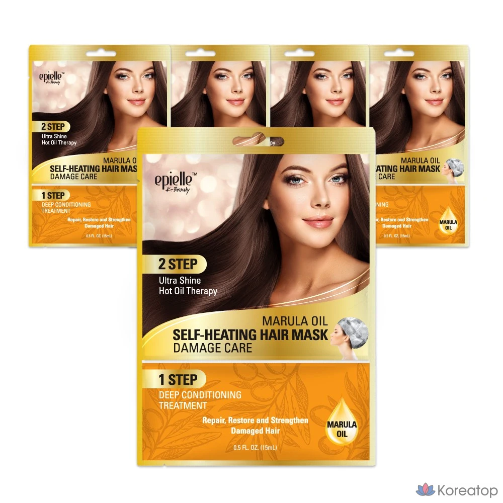 Паровая самонагревающаяся двухступенчатая маска для волос Epielle для ухода за поврежденными волосами, 5 штук, 15 мл