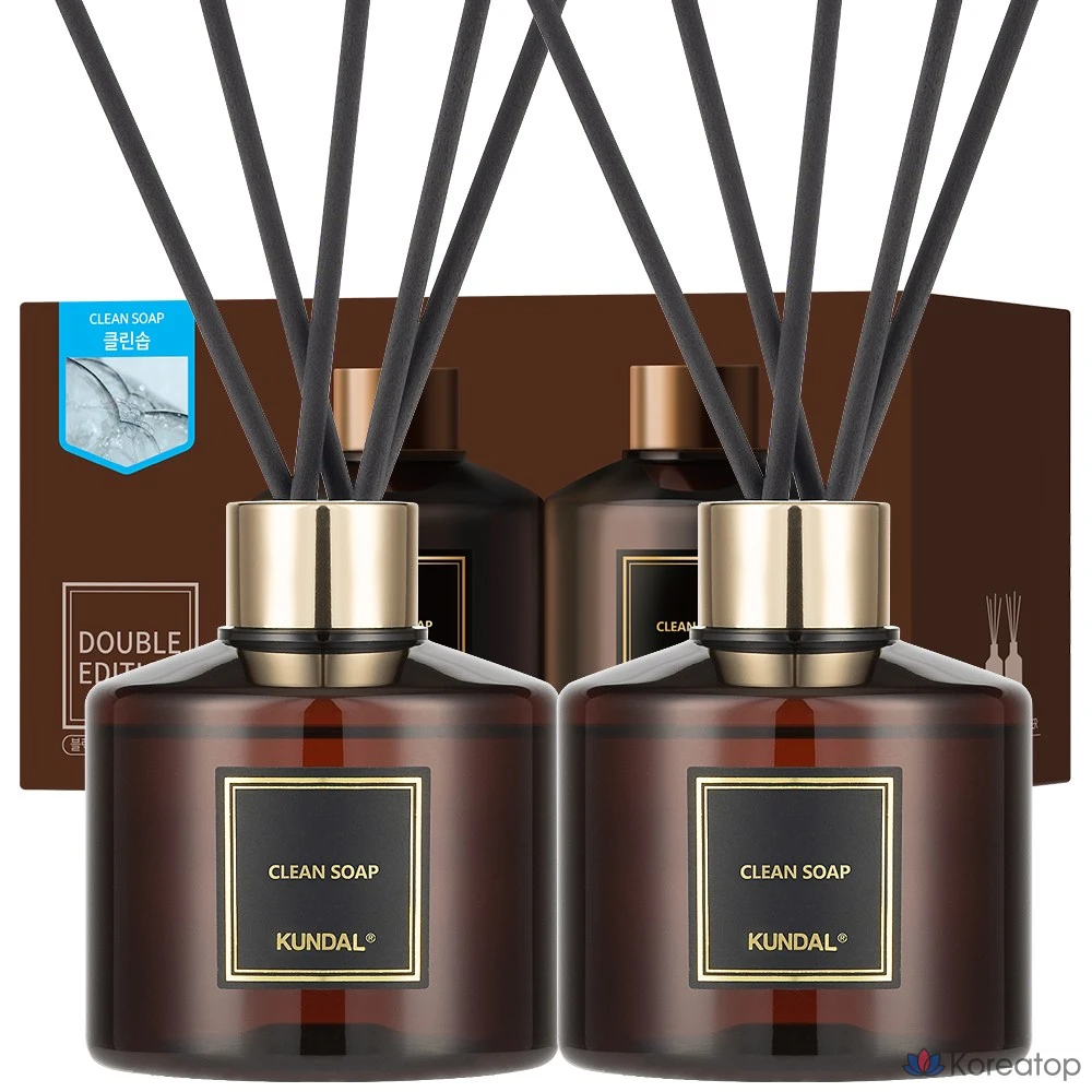 Ароматический диффузор Kundal, 2 шт., фибровый стик, 10 шт., мыло Clean Soap, 200 мл, 1 шт.