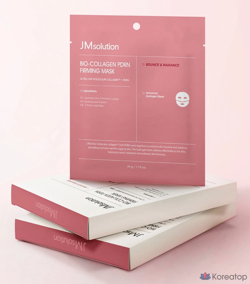 JM Solution Bio Collagen PDRN Firming Mask Pack 34g, 4 Pack, 1 Pack