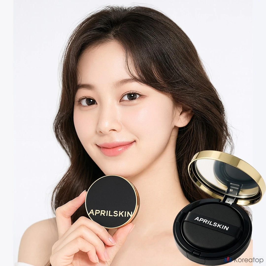 April Skin Magic Snow Cushion Fixing Pore Cover (основной продукт + сменный блок), 1 шт., № 19, светлый бежевый