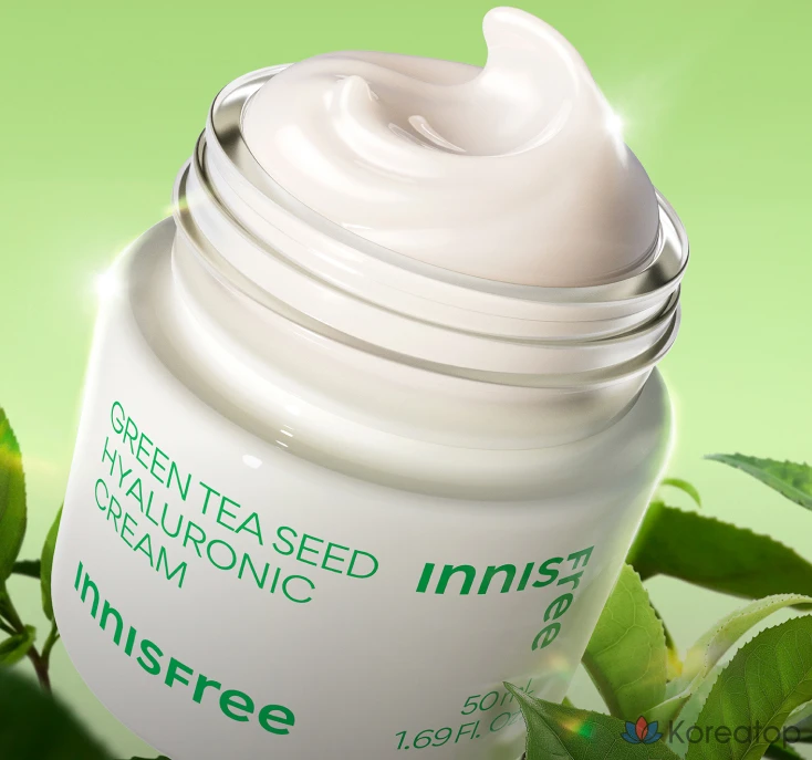 Увлажняющий крем Innisfree с экстрактом зеленого чая и гиалуроновой кислотой, 50 мл, 1 шт.
