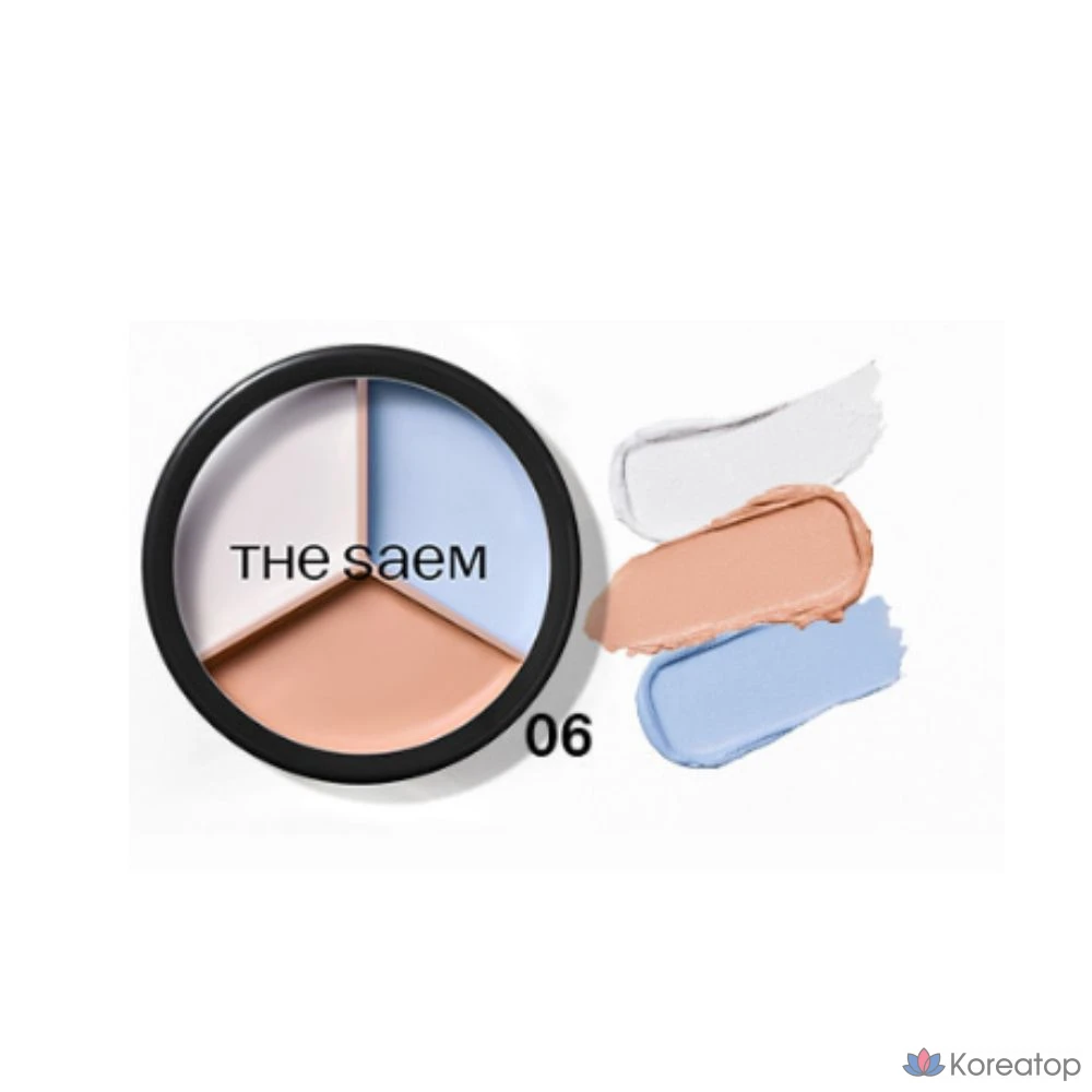 Консилер The Saem Cover Perfection Triple Pot, 13,1 г, 1 шт., Perfection 06 Blue Beige, 3-Color Cover