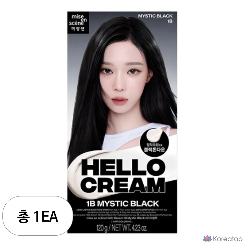 Краска для волос Mise en Scene New Hello Cream, цвет «Мистический черный», 1 шт.