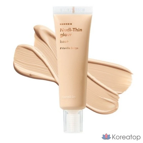 База под макияж HANSKIN Nude Scene Glow Base, 30 мл, 1 шт., № 20-22, ванильно-бежевый.