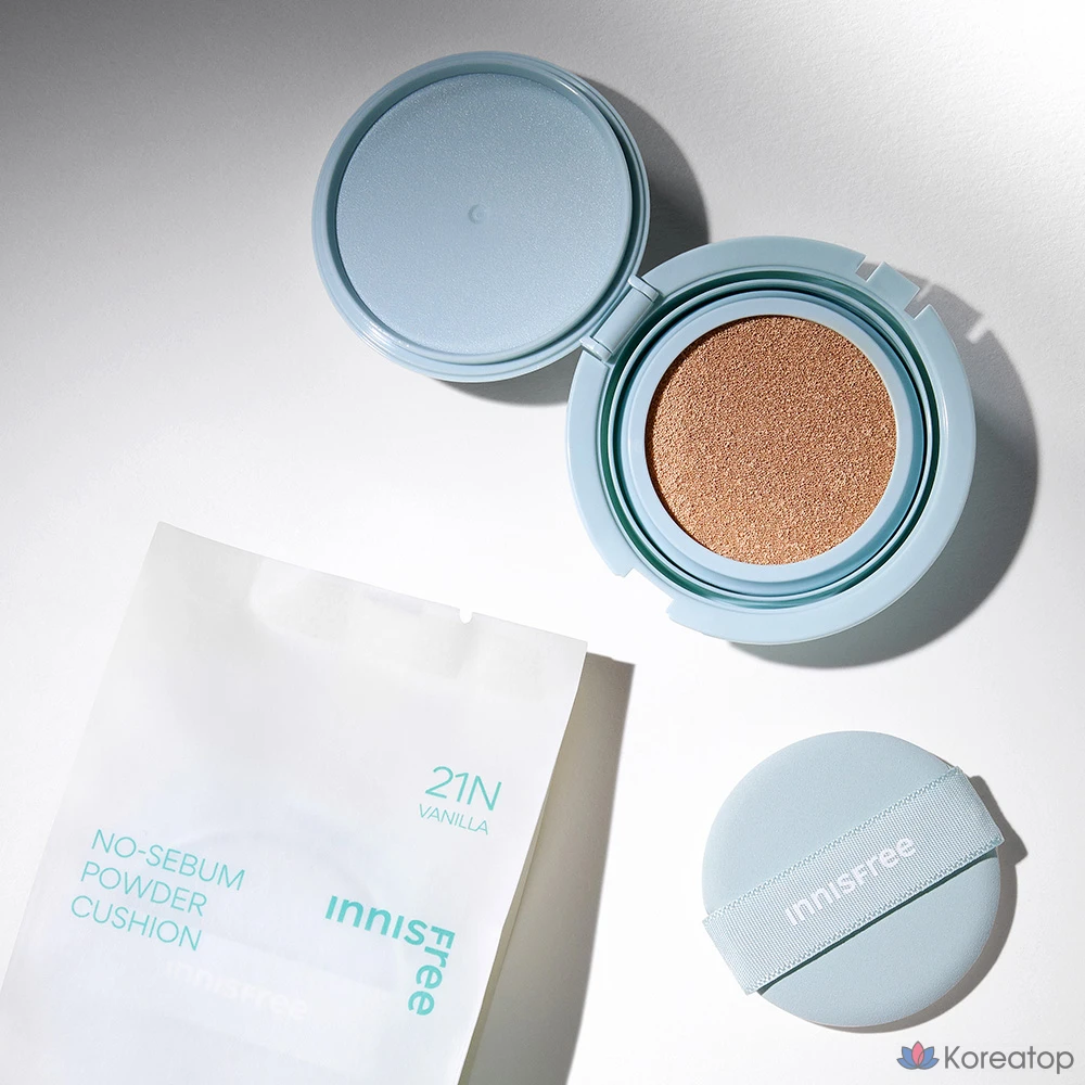 Сменный блок пудры-кушона Innisfree New No-Sebum Powder Cushion Refill SPF35 PA++ 14 г, 21N Vanilla, 1 шт., фото 3