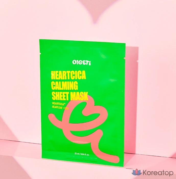 Успокаивающая тканевая маска O!GETi Heart Cica, 25 штук, 1 упаковка, фото 4