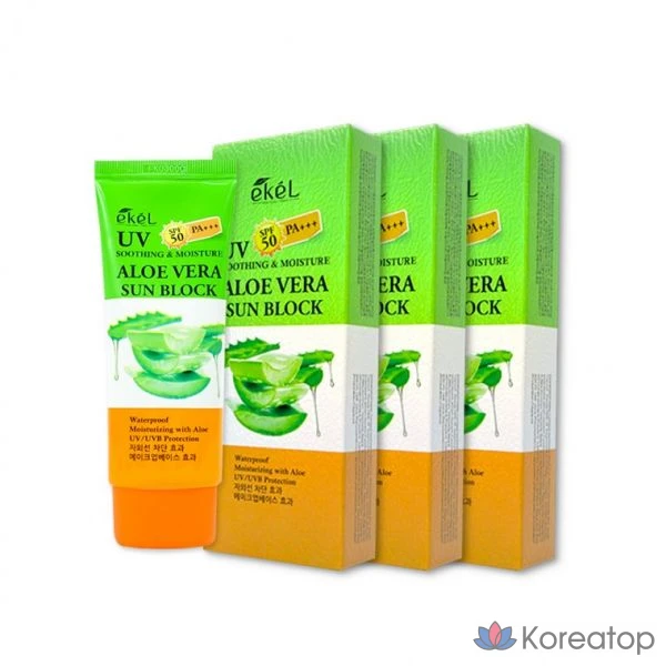 Ekel Soothing & Moisture Aloe Vera Sunblock (70 мл) Солнцезащитный крем с УФ-защитой SPF50+ PA+++