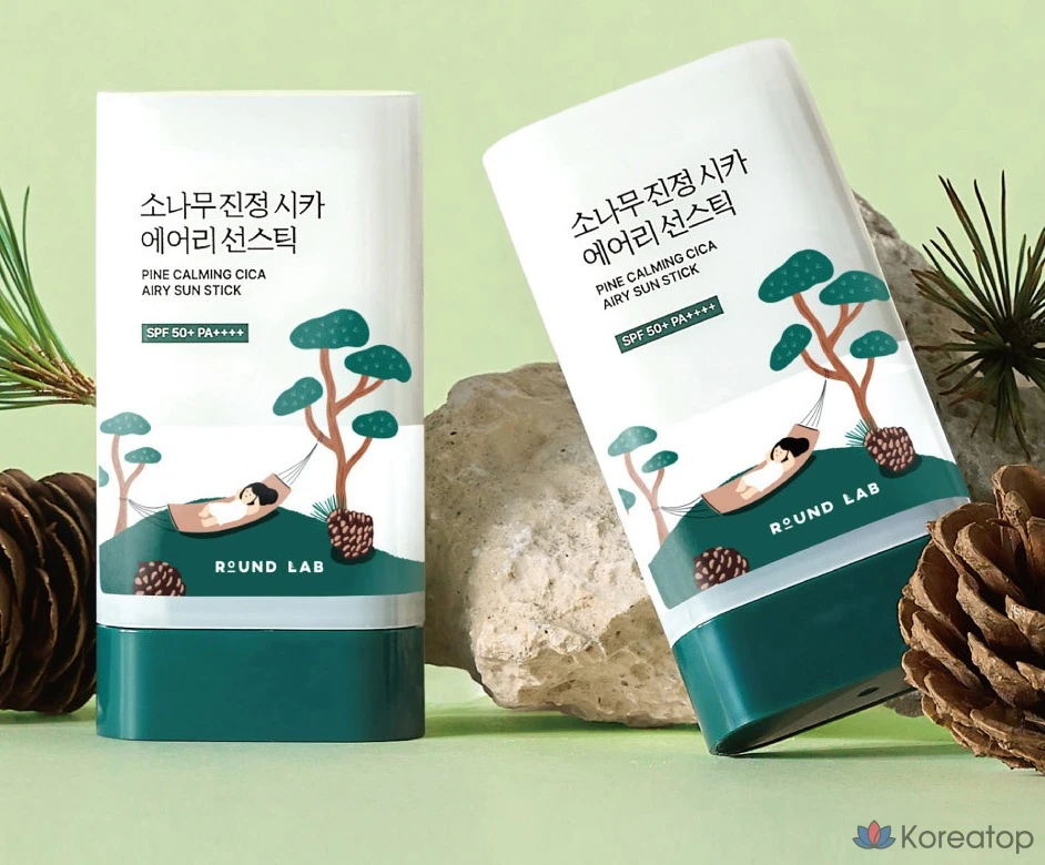 Успокаивающий солнцезащитный стик Round Lab Pine с центеллой азиатской, SPF50+ PA++++, 19 г, 1 шт.