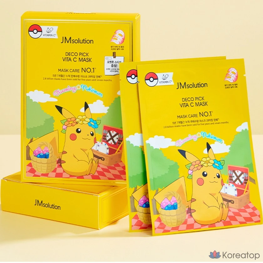 Набор масок JM Solution Pokemon Decopic Vita C + наклейки Dakku, 10 листов, 1 упаковка.