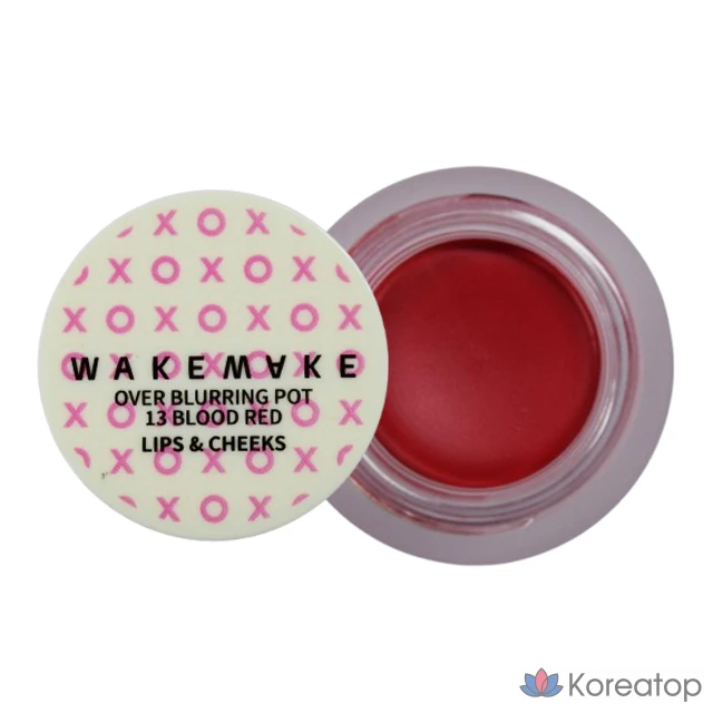 WakeMake Over Blurring Pot #13 Кроваво-красный 4,5 г Многофункциональный успокаивающий красный оттенок для губ и щек, 1 шт.