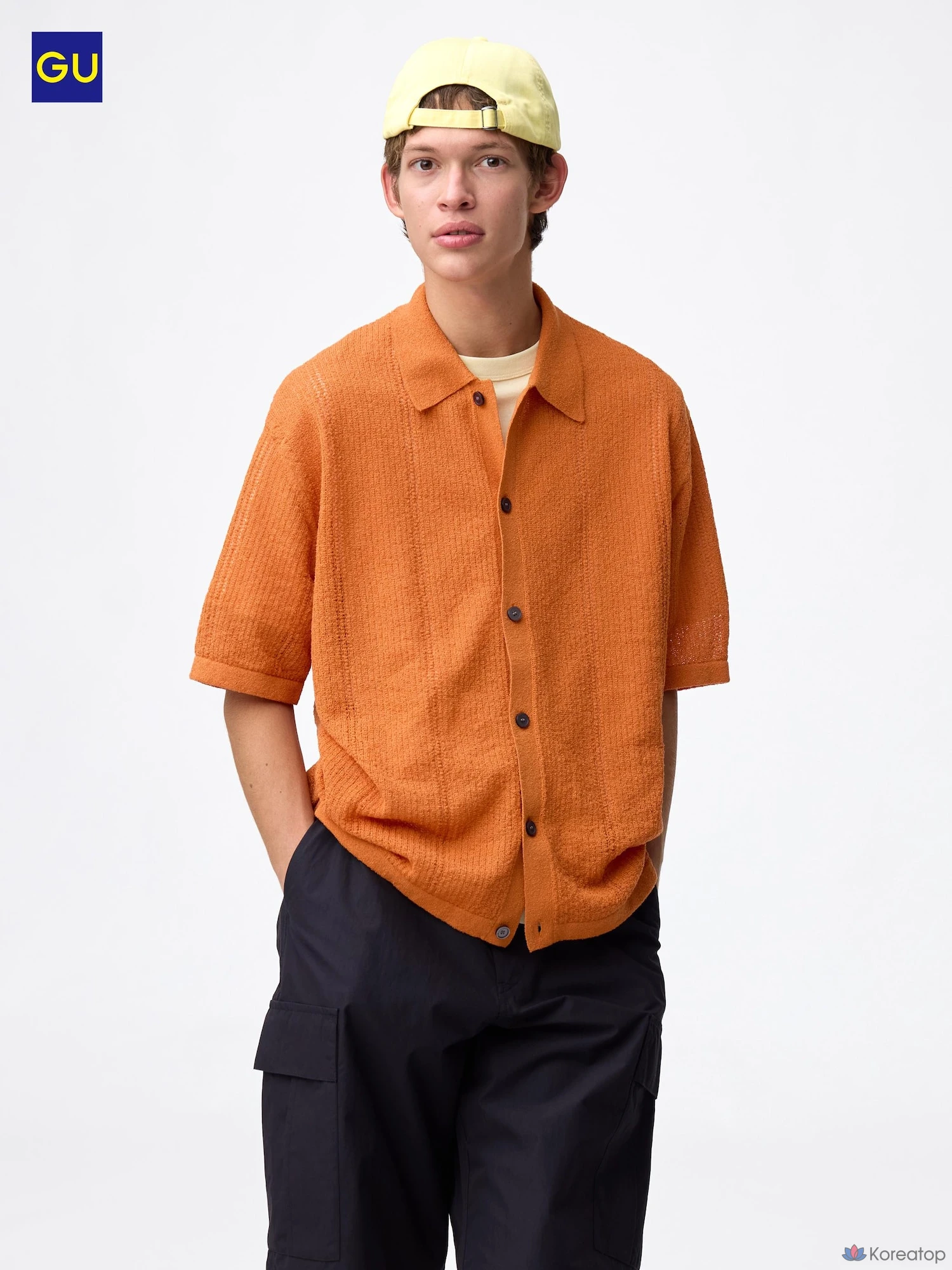Рубашка Uniqlo Washable Boucle Knit Shirt с коротким рукавом