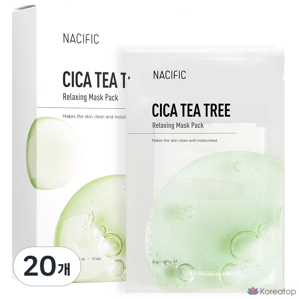 Расслабляющая маска для лица NACIFIC Cica с маслом чайного дерева, 30 г, 1 упаковка, 20 штук.