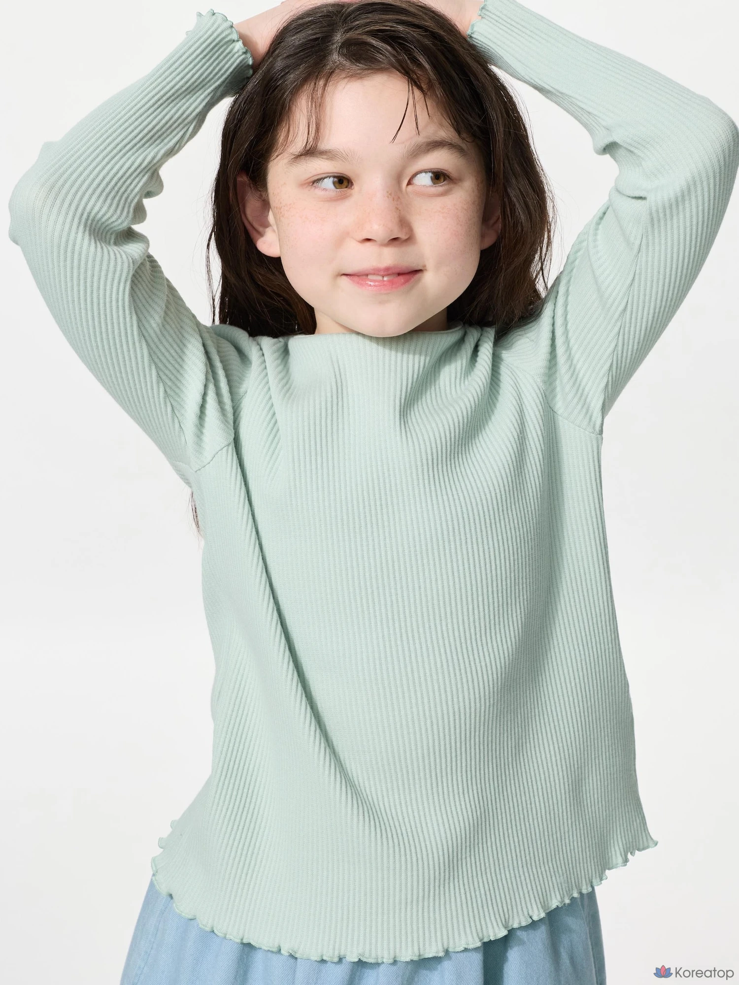 Футболка для девочек Uniqlo Rib Crew Neck Long Sleeve T-Shirt