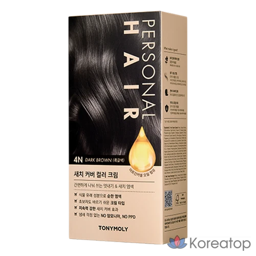 Крем-краска для волос Tony Moly Personal Shade Cover, 4N (черно-коричневый), 1 шт.