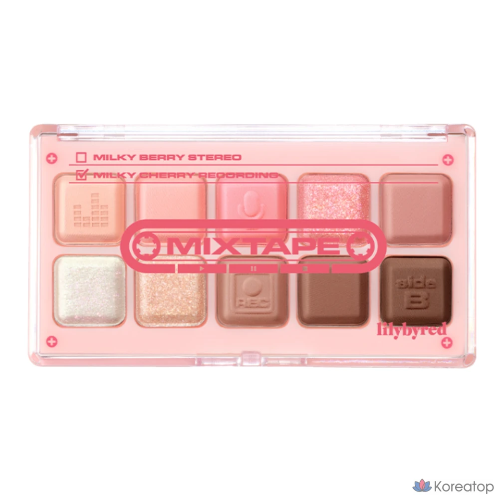Палетка теней для век Lilybyred Mood Keyboard Eye Palette 10,5 г, 10 оттенков Milky Cherry Recordings, 1 шт.