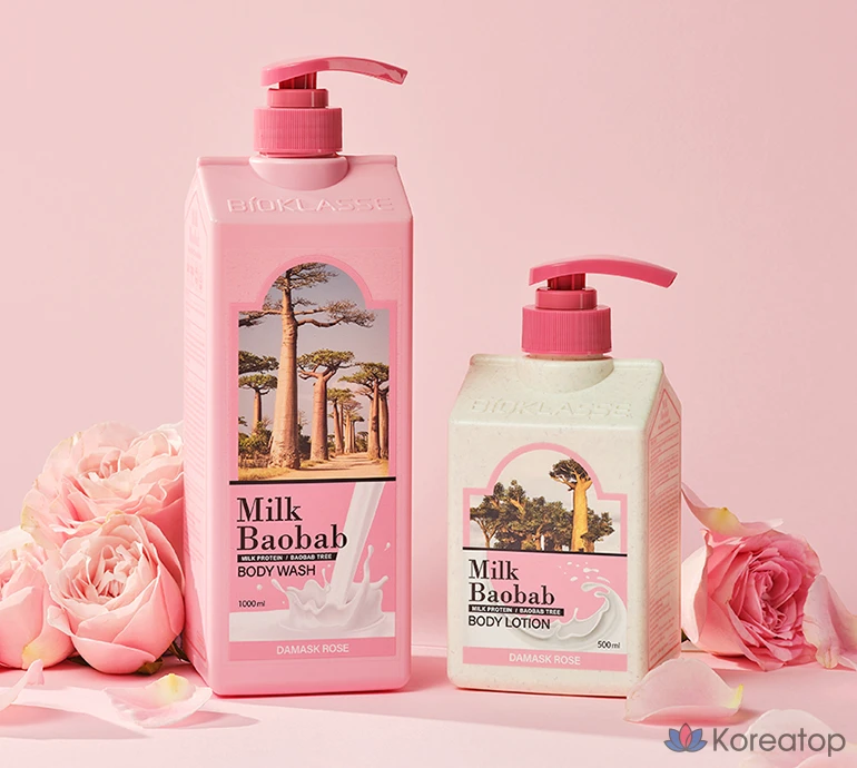 Гель для душа Milk Baobab с ароматом дамасской розы, 1 л, 3 упаковки., фото 4