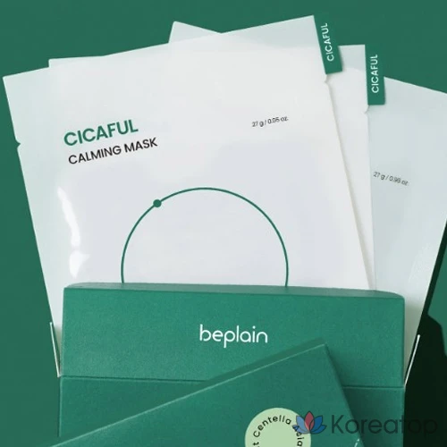 Успокаивающая маска Beplain Cicaful, 27 г, 10 штук, 3 упаковки., фото 6