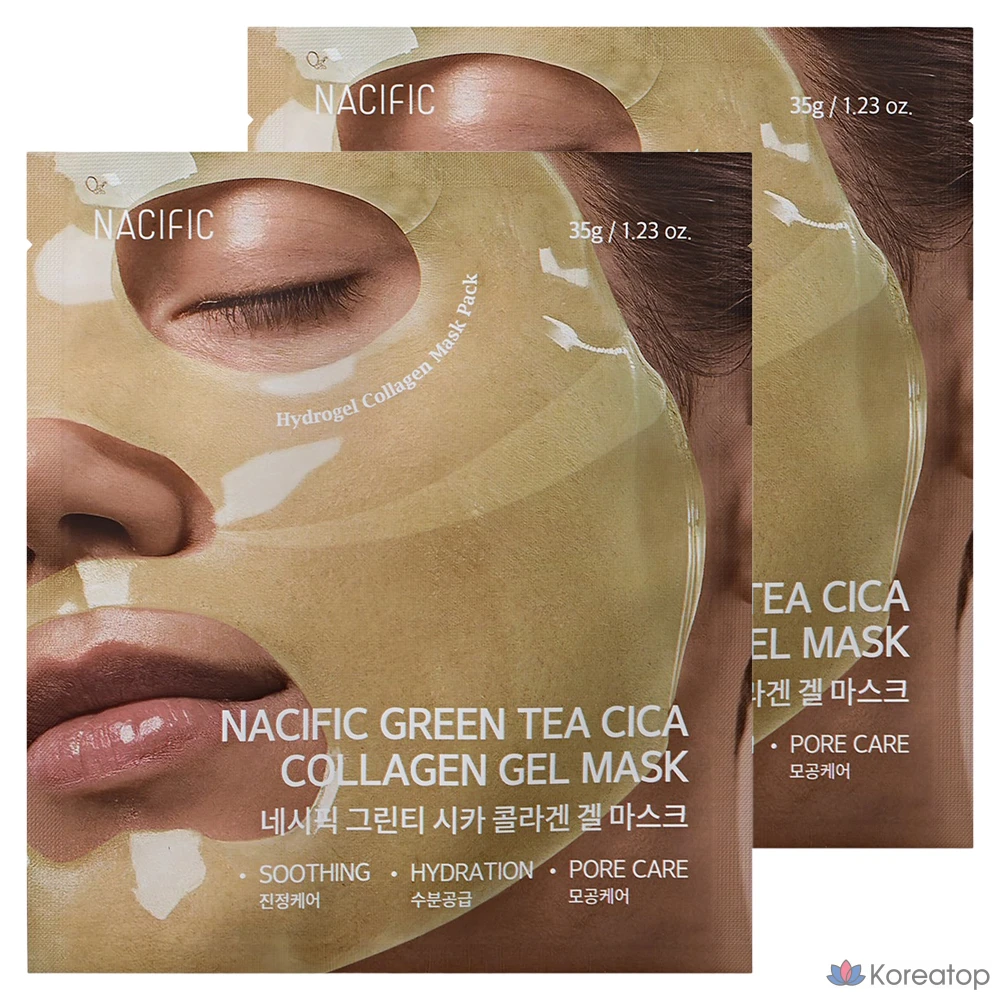 Гелевая маска NACIFIC с зеленым чаем, центеллой азиатской и коллагеном, 2 шт.