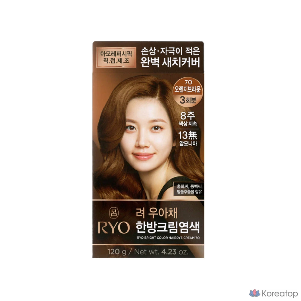 Краска для волос Ryo Ua Chae Fashionable Satch Cream Dye, 6 видов на растительной основе, оттенок 7O оранжево-коричневый, 1 шт.