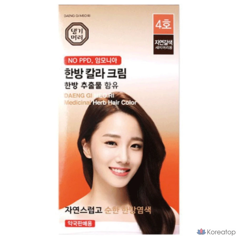 Danggi Meori Oriental Color Cream № 4 Натуральная коричнево-серая краска для волос, 1 шт.