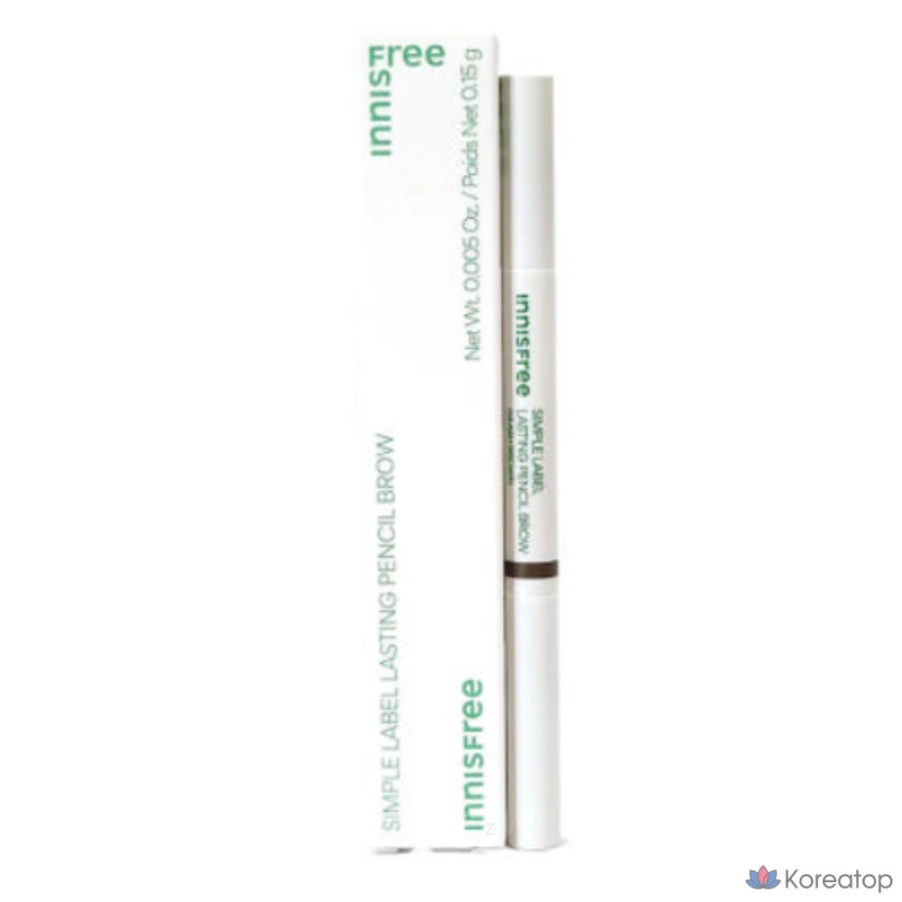 Карандаш для бровей Innisfree Simple Label Lasting Pencil Brow, 0,15 г, оттенок 04 (пепельно-коричневый), 1 шт.