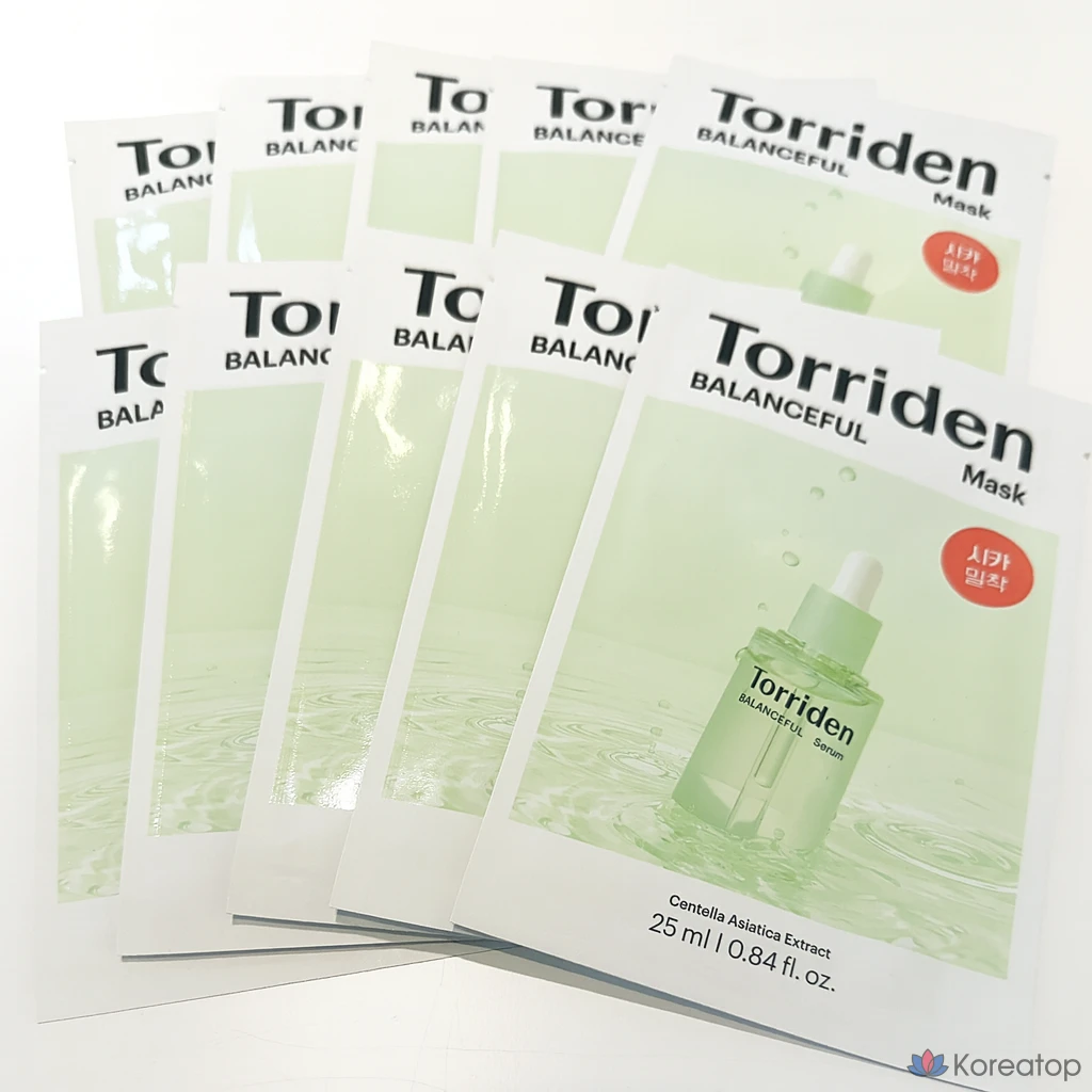 Маска для лица Torriden Balanced Cica, 25 мл, 10 листов, 1 упаковка, 10 штук.