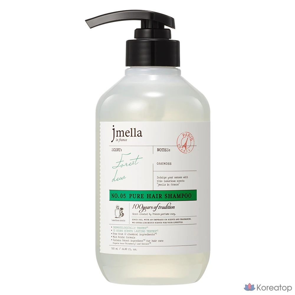 Парфюмированный шампунь для волос Jmella Pure Forest Dew с ароматом зелёных трав, 500 мл, 1 шт.
