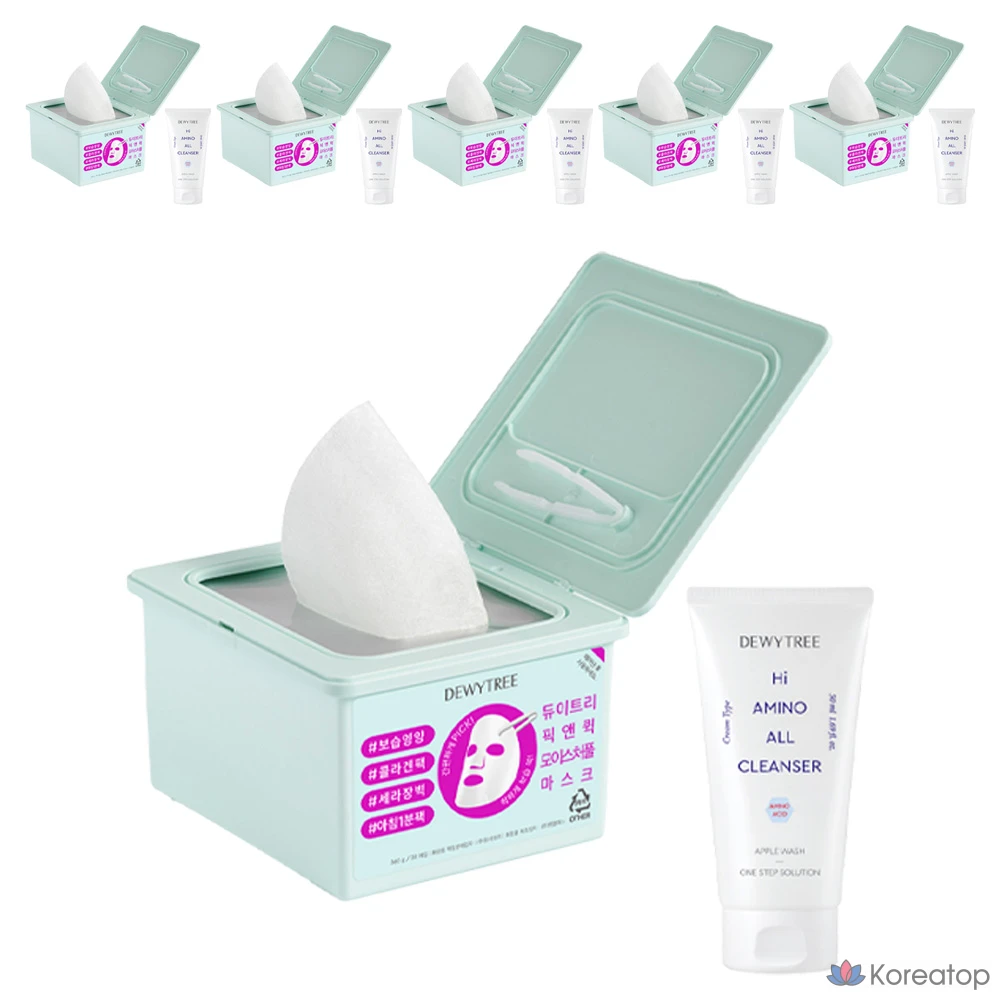 Увлажняющая маска Dewtree Special Pick & Quick Moistureful Mask + пенка с высоким содержанием аминокислот, 50 мл, 6 шт.