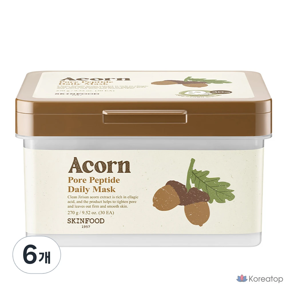 Маска для лица Skinfood Acorn Pore Peptide, 270 г, 30 штук, 6 упаковок.