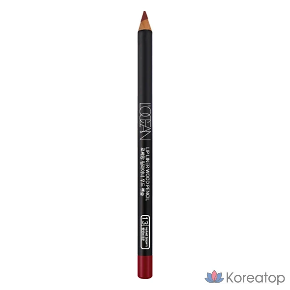 Карандаш для губ Heart percent Wood Pencil Lip Liner, 4 x 150 мм, № 13, бархатно-коричневый, 1 шт.