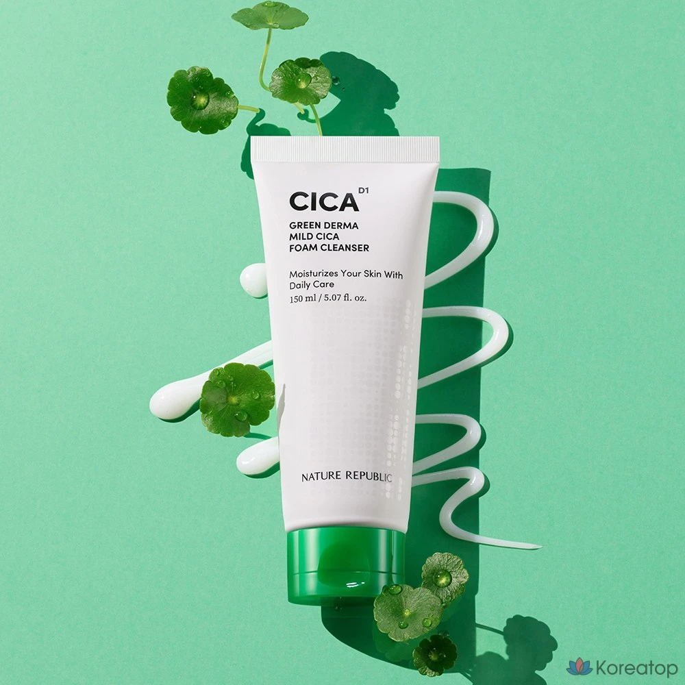 Очищающая пенка для лица Nature Republic Green Derma Mild Cica, 150 мл, 1 шт.