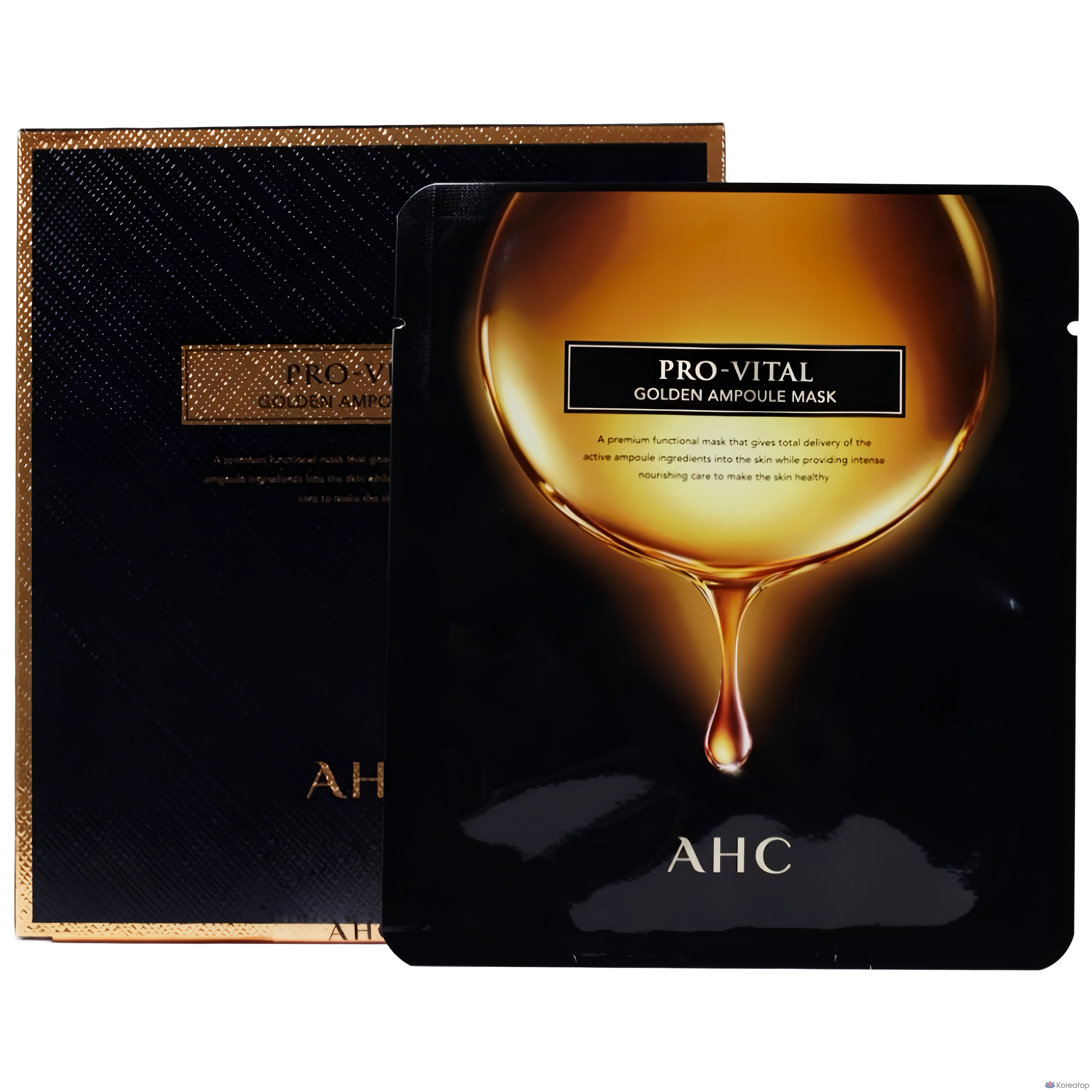 Набор масок-ампул AHC Pro Vital Golden Ampoule Mask Pack 25 г, 1 лист, 4 штуки, 3 штуки.