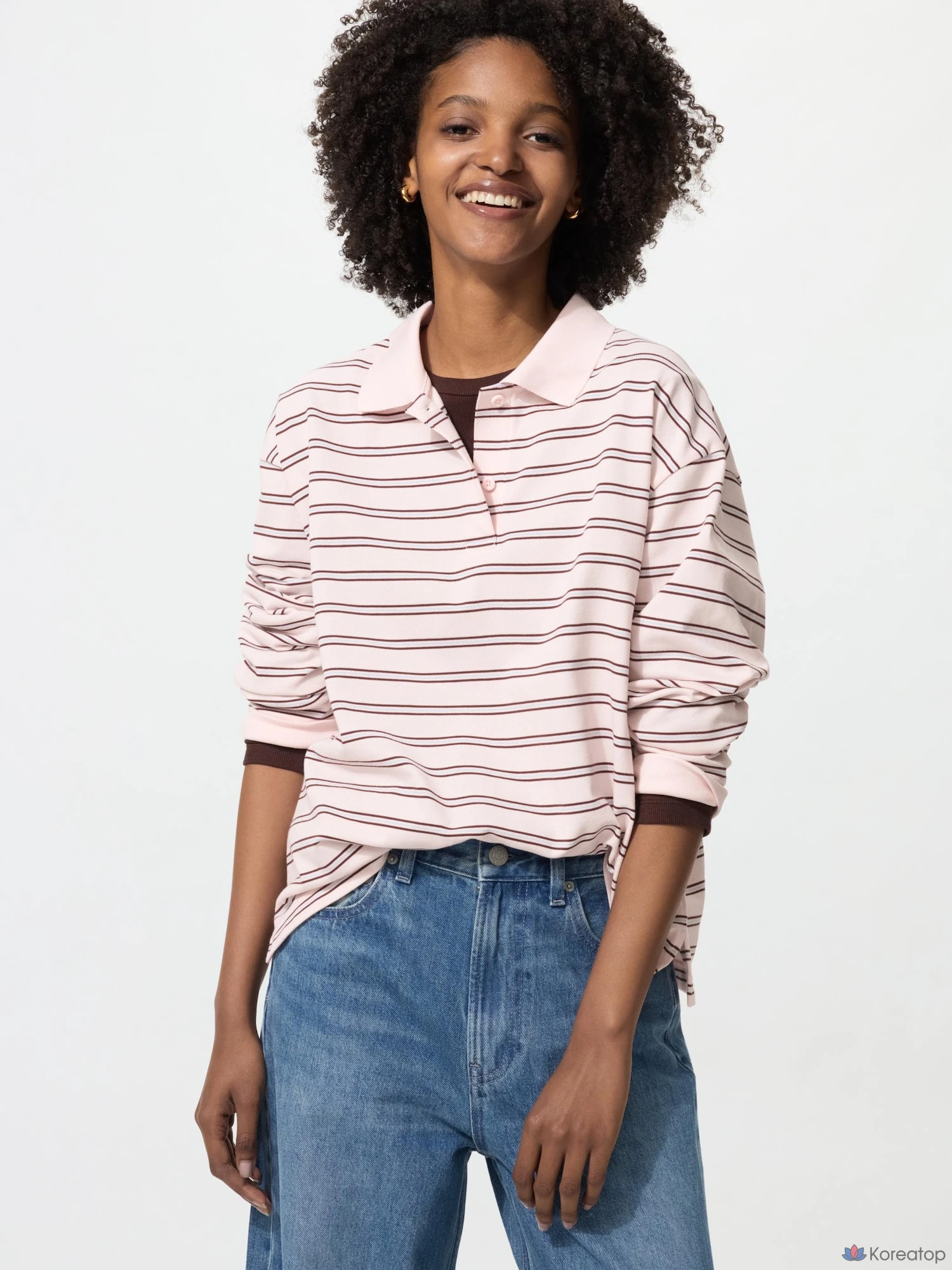 Рубашка поло Uniqlo Striped Polo Shirt Long Sleeve A