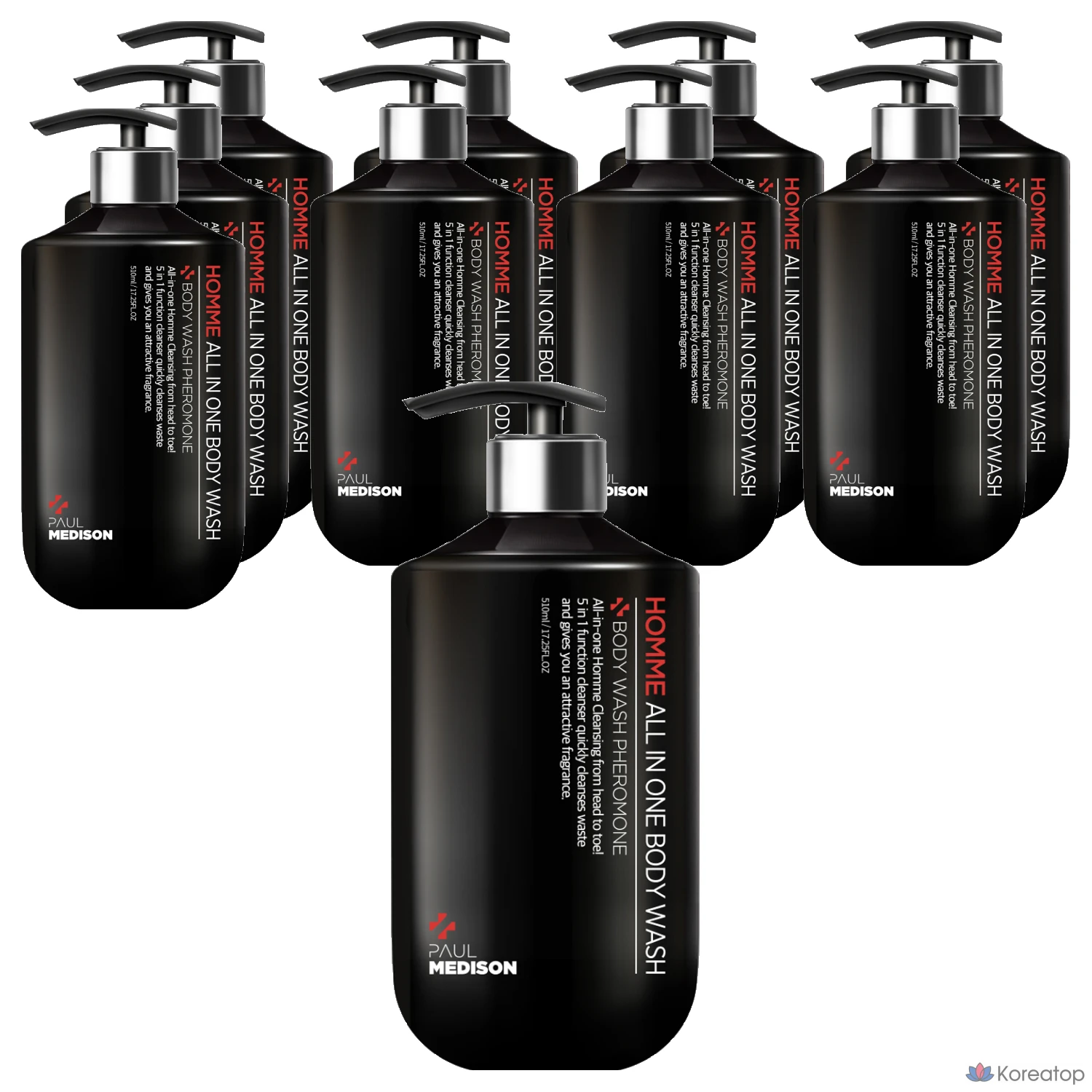 Гель для душа PAUL MEDISON Homme с феромонным ароматом, 510 мл, набор из 10 штук.