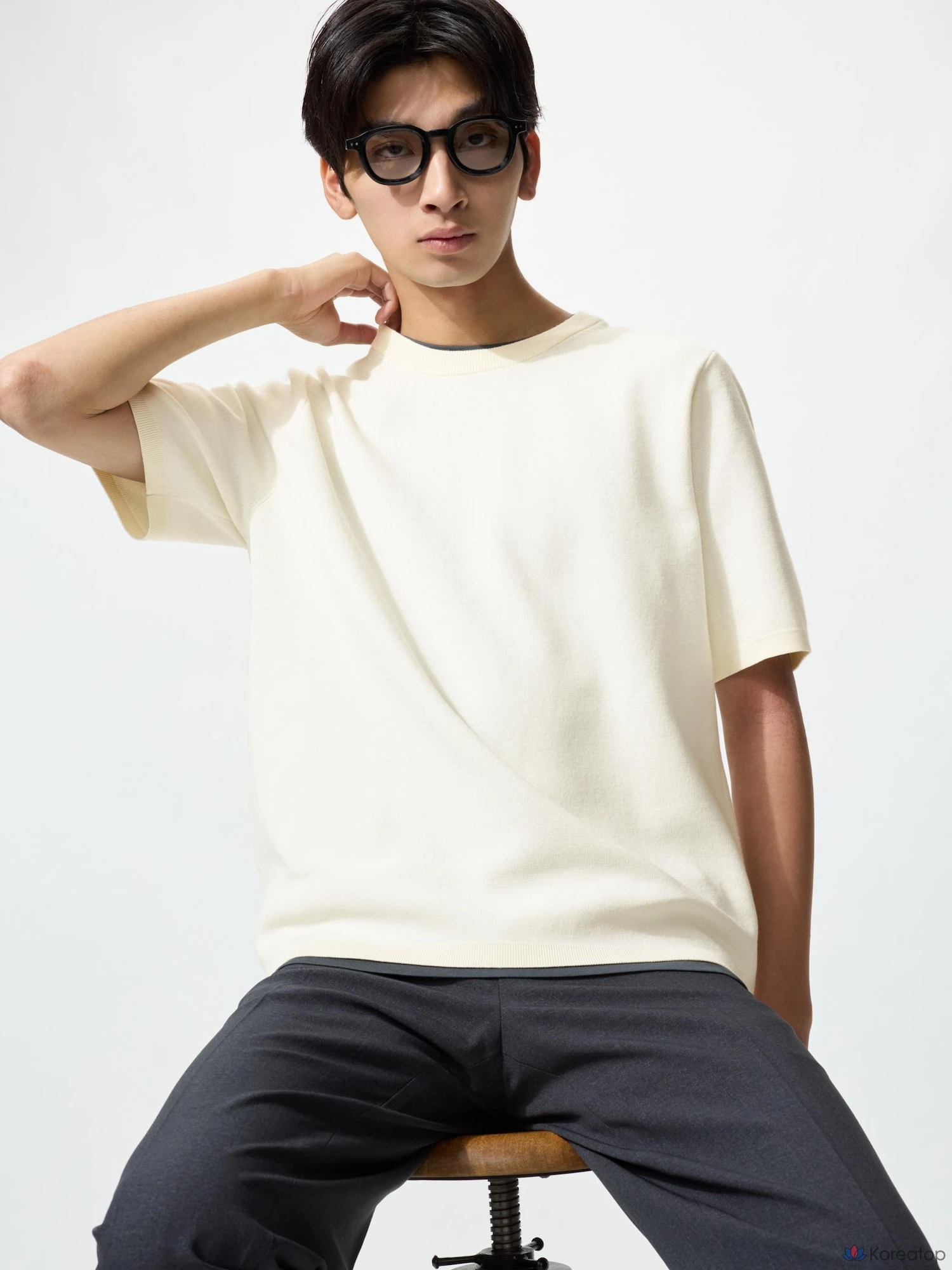 Футболка с коротким рукавом Uniqlo Washable Milano Rib Knit T-Shirt