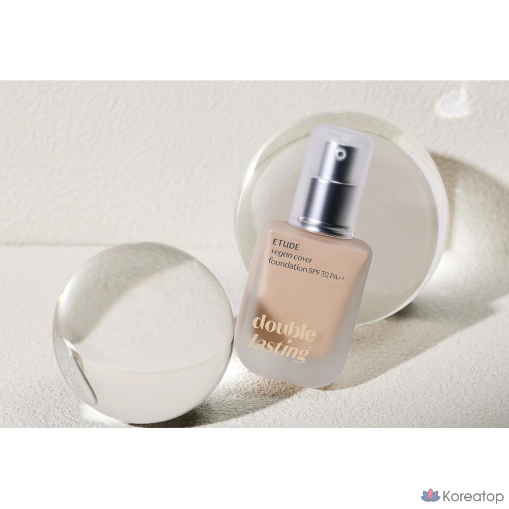 Тональный крем Etude House Double Lasting Vegan Cover Foundation, 30 г, 1 шт., цвет 19N1, светло-бежечный., фото 3