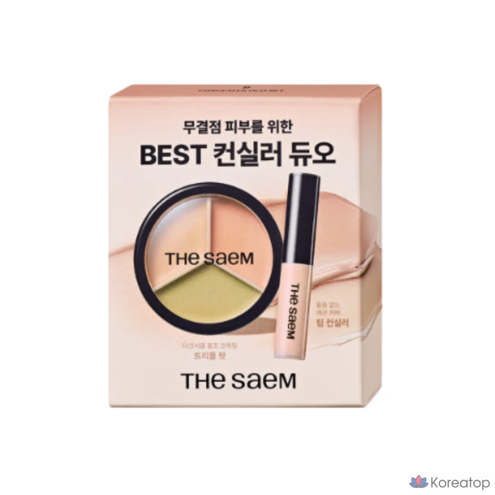 Набор консилеров The Saem Cover Perfection Concealer Duo (тройная баночка + консилер с аппликатором), 1 шт.