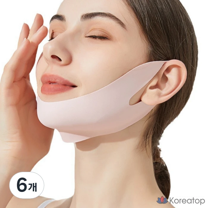 Эластичная корректирующая маска для лица Deep Talk Chin Lifting Band Face Contouring Elastic Mask DT0883, 6 шт., розовая.