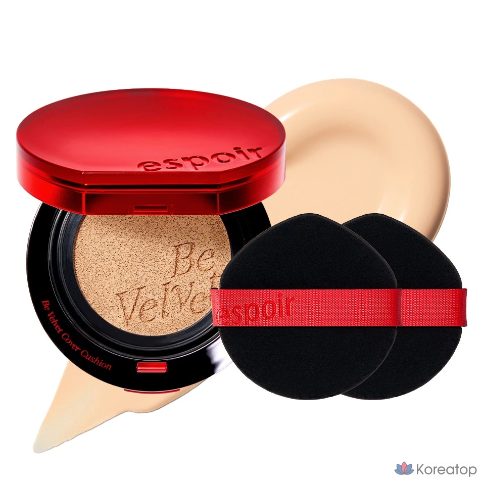 Набор из двух наволочек Espoir Bevelvet Cover Cushion 13 г + Puff 2p Set, № 21, цвет слоновой кости, 1 шт.