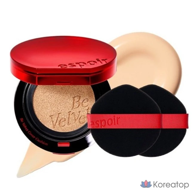 Набор из двух подушек Espoir Bevelvet Cover Cushion 13 г + Puff 2p, цвет слоновой кости, 21 см, 1 шт.