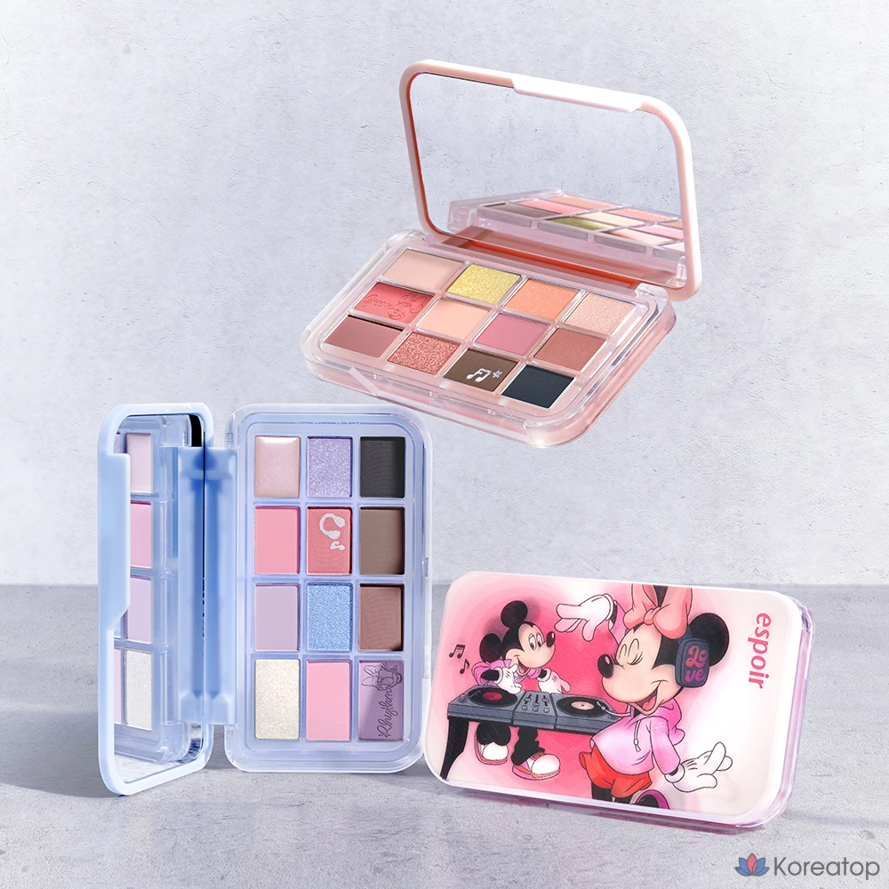 Палетка теней Espoir Disney Edition Eye Core Palette + набор кистей для базы под тени, № 8 Groove Reddish, 1 комплект.