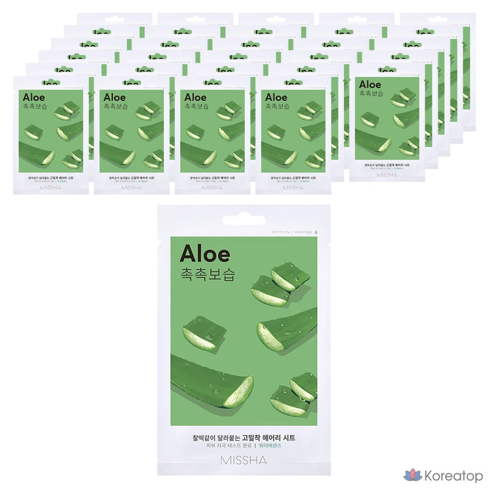 Тканевая маска Missha Airy Close-Fit с алоэ вера, 1 упаковка, 100 штук