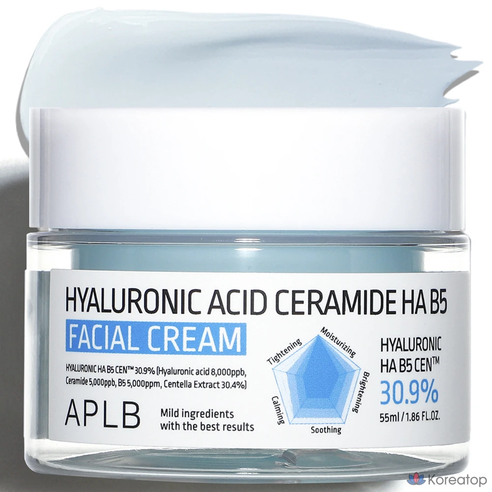 Крем для лица APLB с гиалуроновой кислотой, керамидами, гиалуроновой кислотой и витамином B5, 1 шт., 55 мл