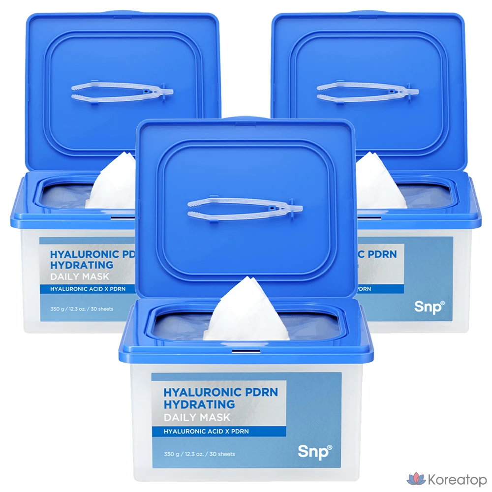 Увлажняющая маска для лица SNP с гиалуроновой кислотой и PDRN, 3 упаковки, 30 штук.