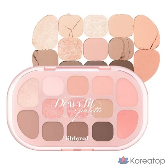 Палетка теней Lilybyred Dewy Fit, персиково-кремовый оттенок, 1 шт.