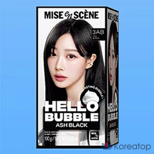 Краска для волос Mise en Scene Hello Bubble, оттенок 3AB пепельно-черный, 1 шт., фото 2