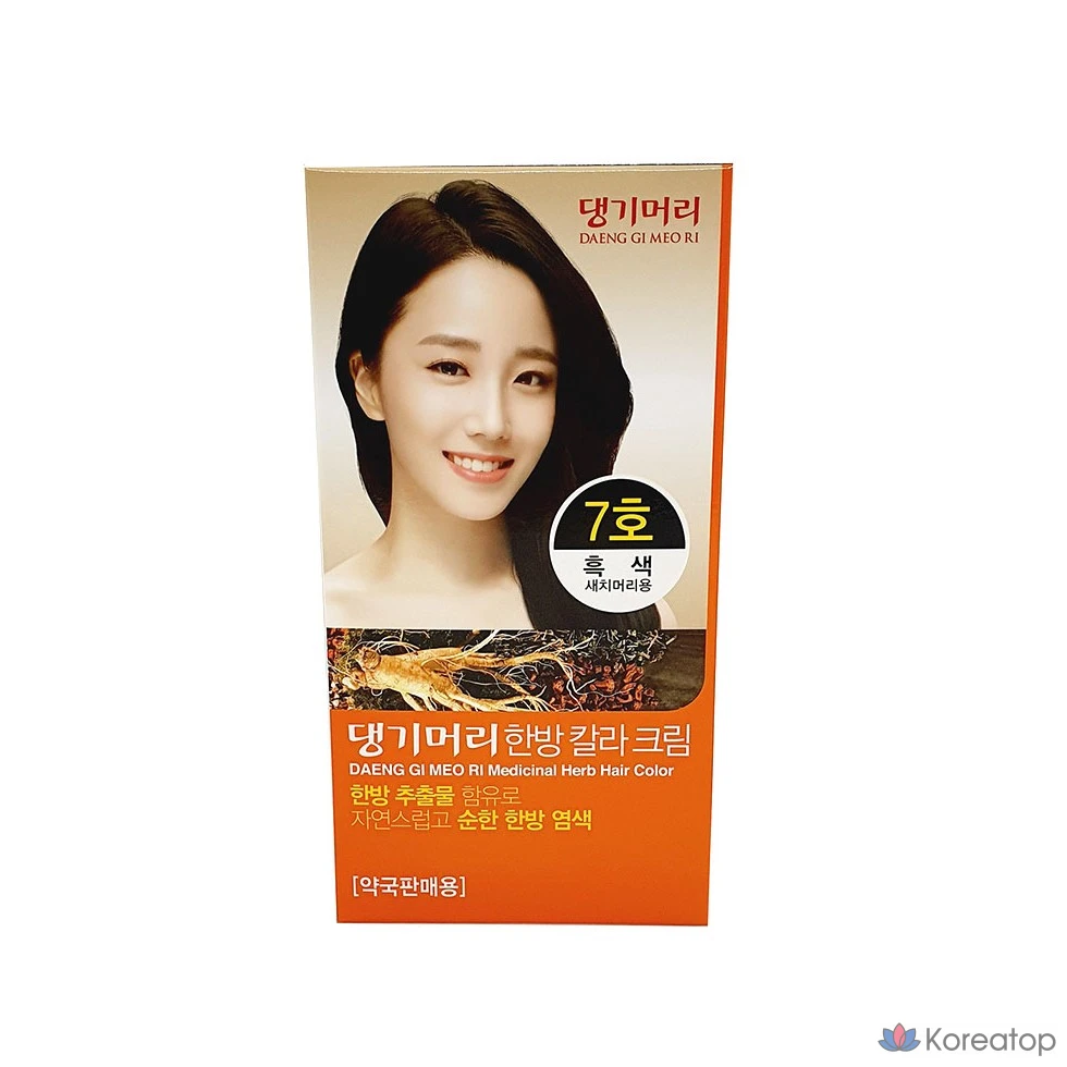 Травяная краска для волос Danggi Meori травяной крем-краска для седых волос № 4 / № 5 / № 6 / № 7, № 7 (черный), 1 шт., фото 4
