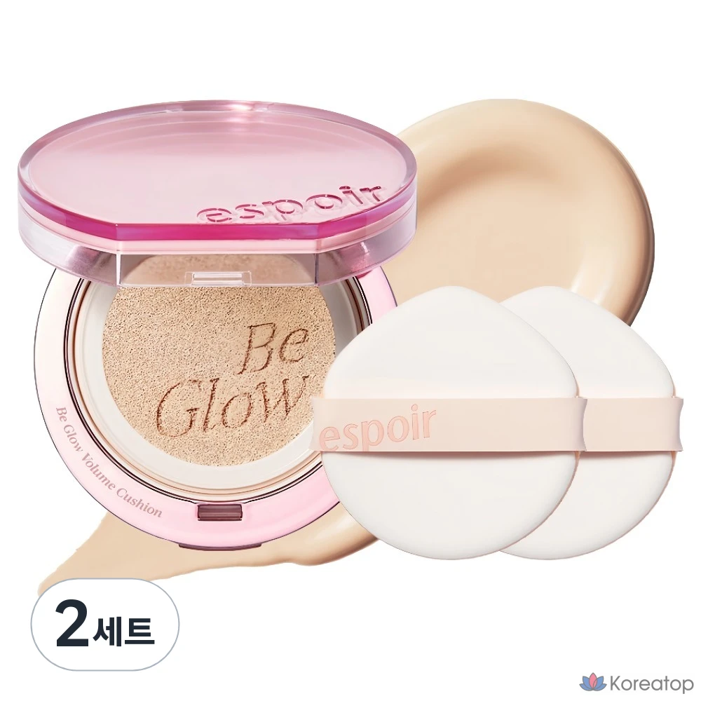 Espoir Flash Glow Edition Biglow Volume Cushion (13 г) + набор спонжей, № 20 Vanilla, 2 комплекта